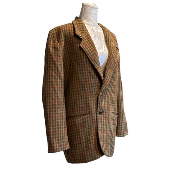 Vintage LizWear Brown Plaid Blazer Womens Sz 8 Wool Blend Academia Old Money - Picture 3 of 16